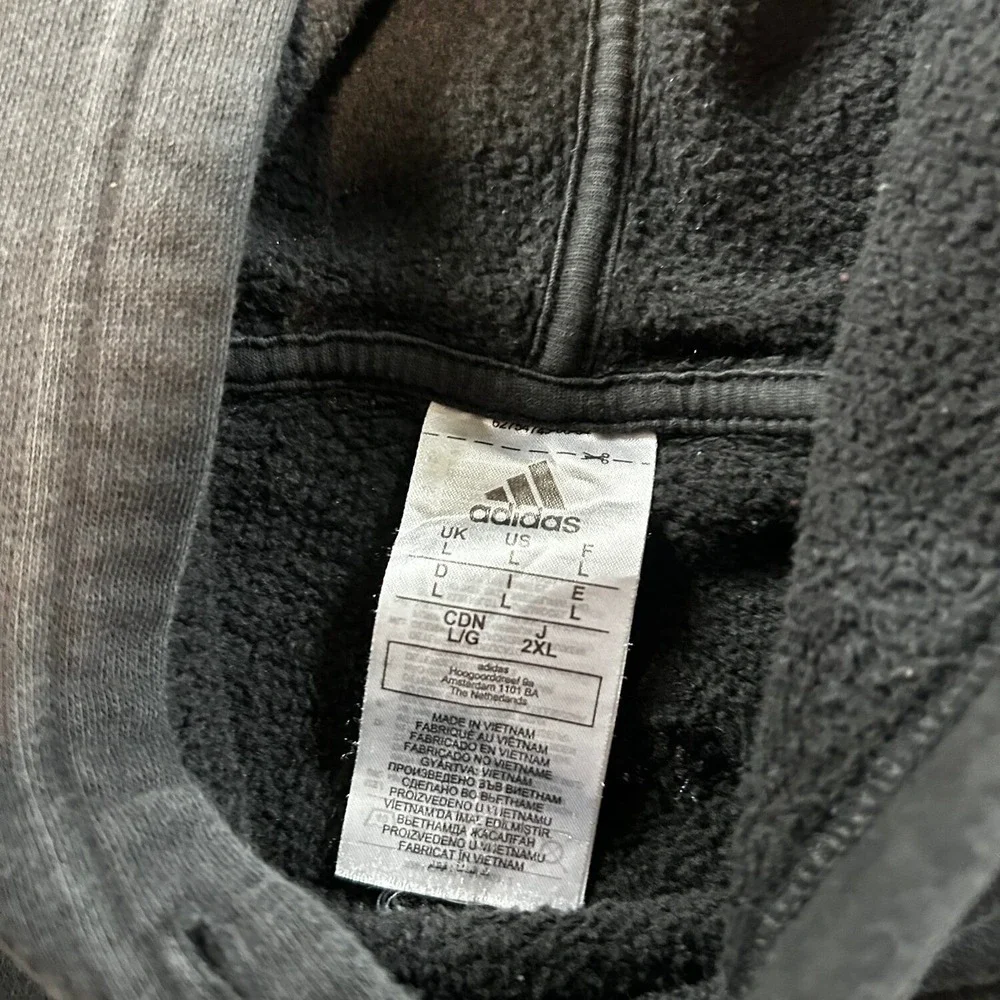 Adidas Hoodie Mens Large Black Good Big Logo Pullover Sweatshirt